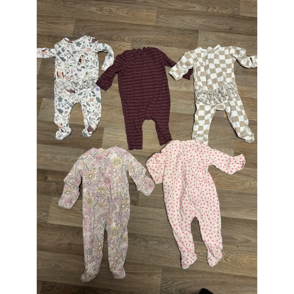 Baby Gap Siix Cloud Island Pajama Sleepers Romper Bundle 0-3 Months 5 Piece
